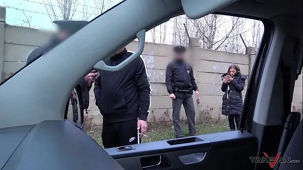 एचडी Hardcore action in driving van interrupted by real Police officers मेरी फिल्में