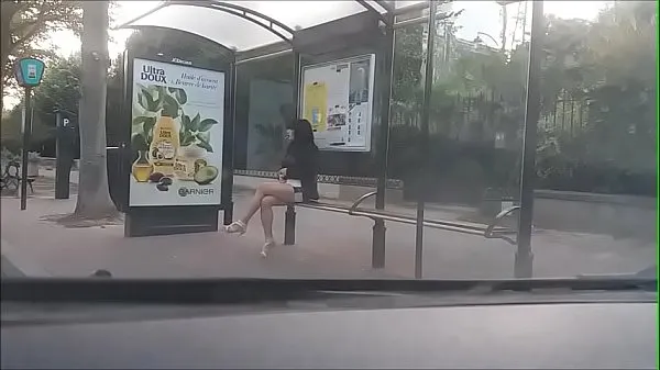 HD bitch at a bus stop mine filmer