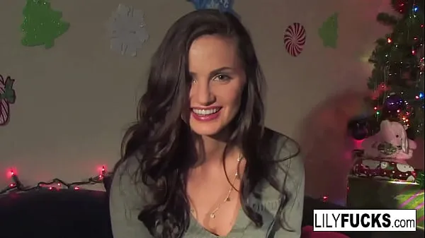 HD Lily tells us her horny Christmas wishes before satisfying herself in both holes my Movies